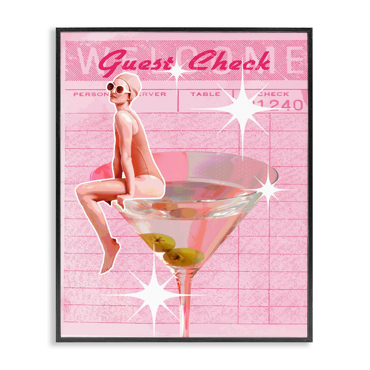 Stupell Industries Retro Restaurant Check Cocktail Framed Giclee Design by Lil' Rue